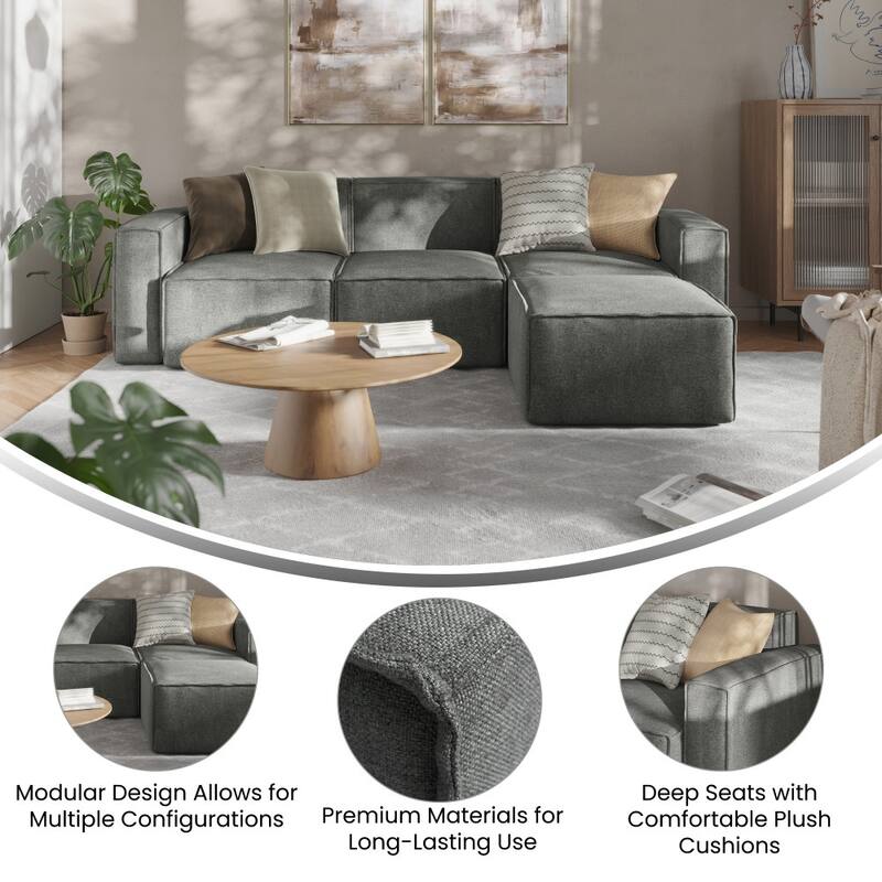 Contemporary 4 Piece Modular Sectional Sofa with Ottoman