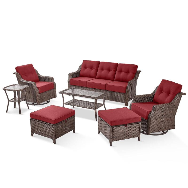 Pocassy Wicker Sofa Chair Set for Garden
