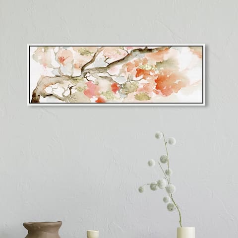 Oliver Gal Floral and Botanical Wall Art Framed Canvas Prints 'Julianne Taylor Under The Blossom Tree Sandstone' - Orange, Brown