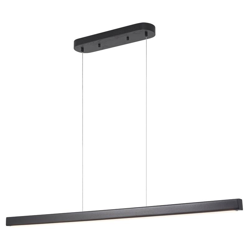 Starsky 1-Light Farmhouse Rustic Wooden Integrated LED Linear Kitchen Island Light 3000K Warm Light Chandelier