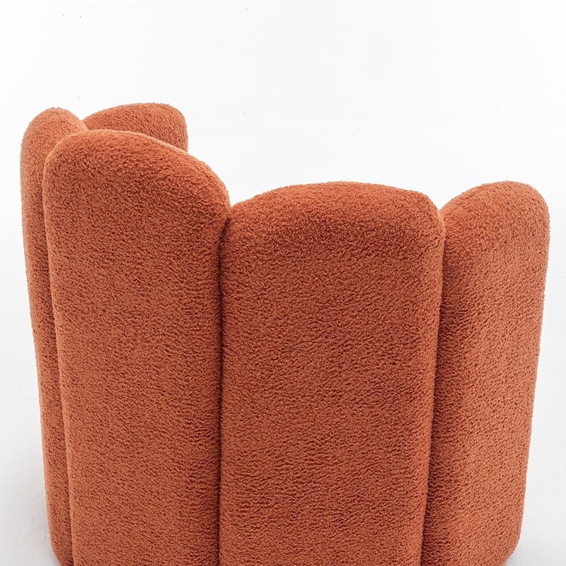 SEYNAR Modern Glam Teddy Fabric Upholstered Round Accent Chair with Flower Shaped Back Design Set of 2