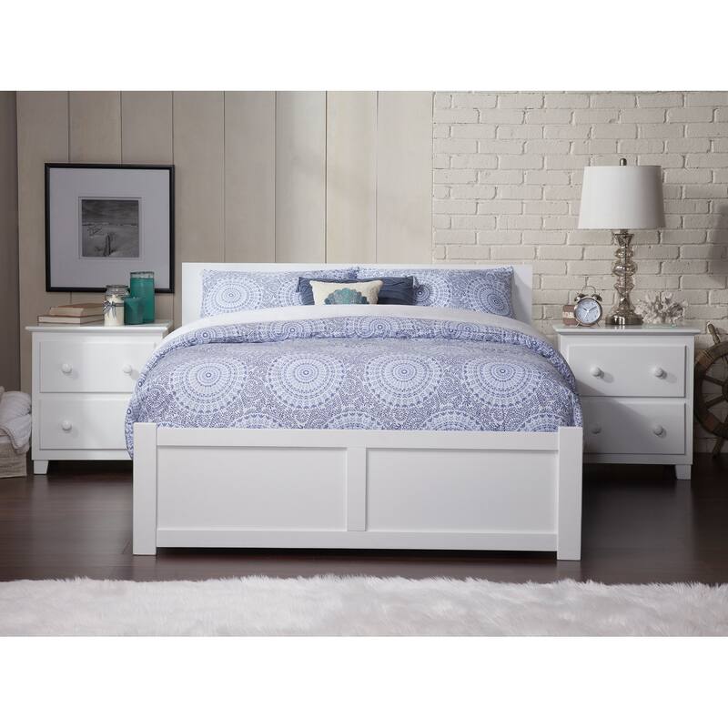 Orlando King Platform Bed with Footboard and 2 Drawers in White