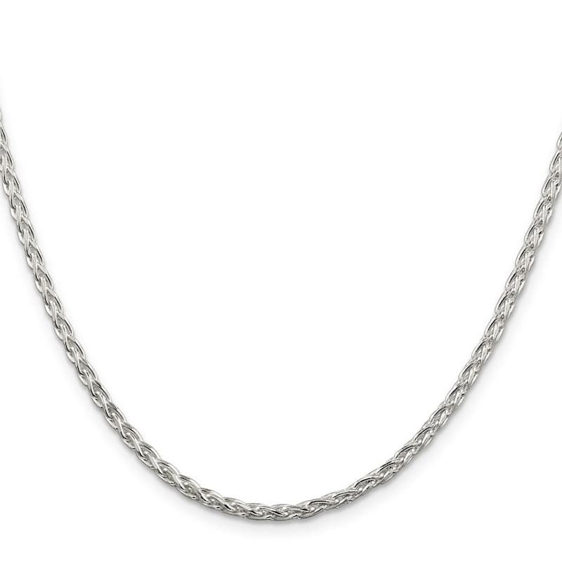 Curata 925 Sterling Silver 2.85mm Diamond Cut Round Spiga Chain Necklace (Lobster)