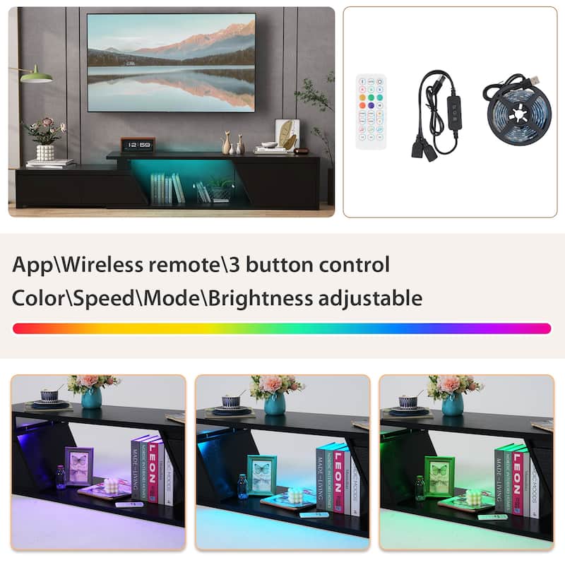 Modern Extendable Rotating TV Stand with LED Lighting