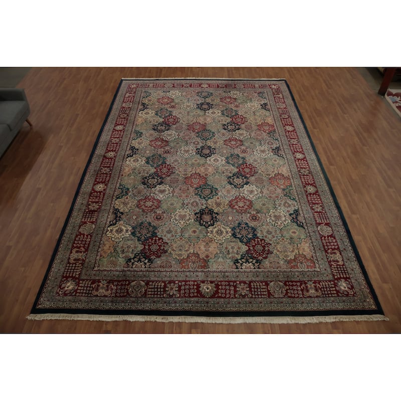 Hand Knotted Oriental 100% Wool Carpet Traditional Floral Multi-Colored Agra Area Rug - 17' 4'' X 11' 6''