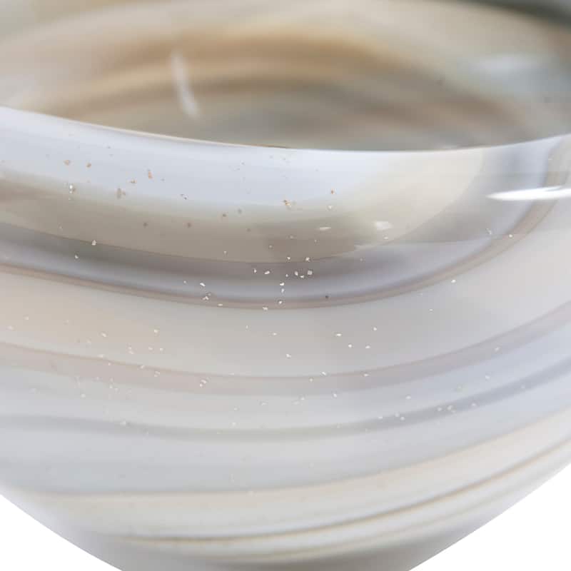 Allan Andrews Hand Blown Decorative Tan Sand Art Glass Bowl