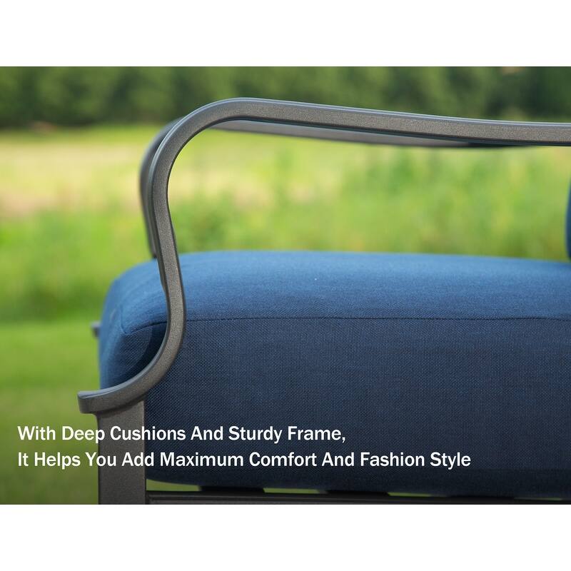 Domi 4-Piece Patio Conversation Set with Cushions, All-Weather Steel Frame Outdoor Furniture