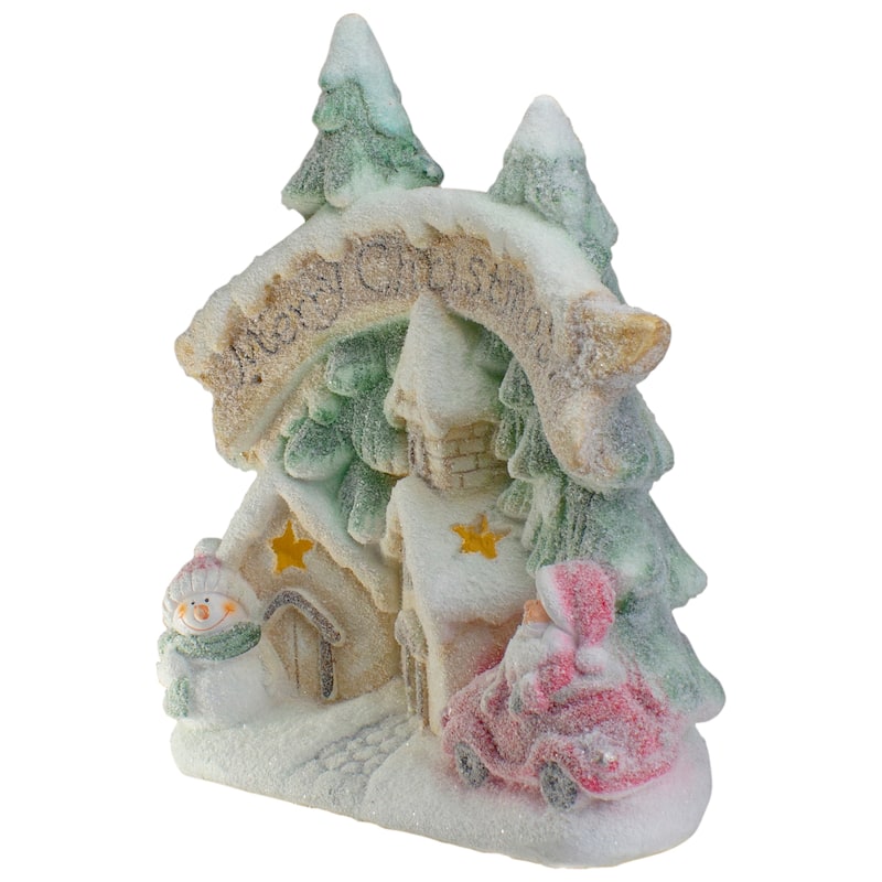 16.5" LED Lighted Glittered Snow-Covered Winter Village Christmas Tabletop Decoration