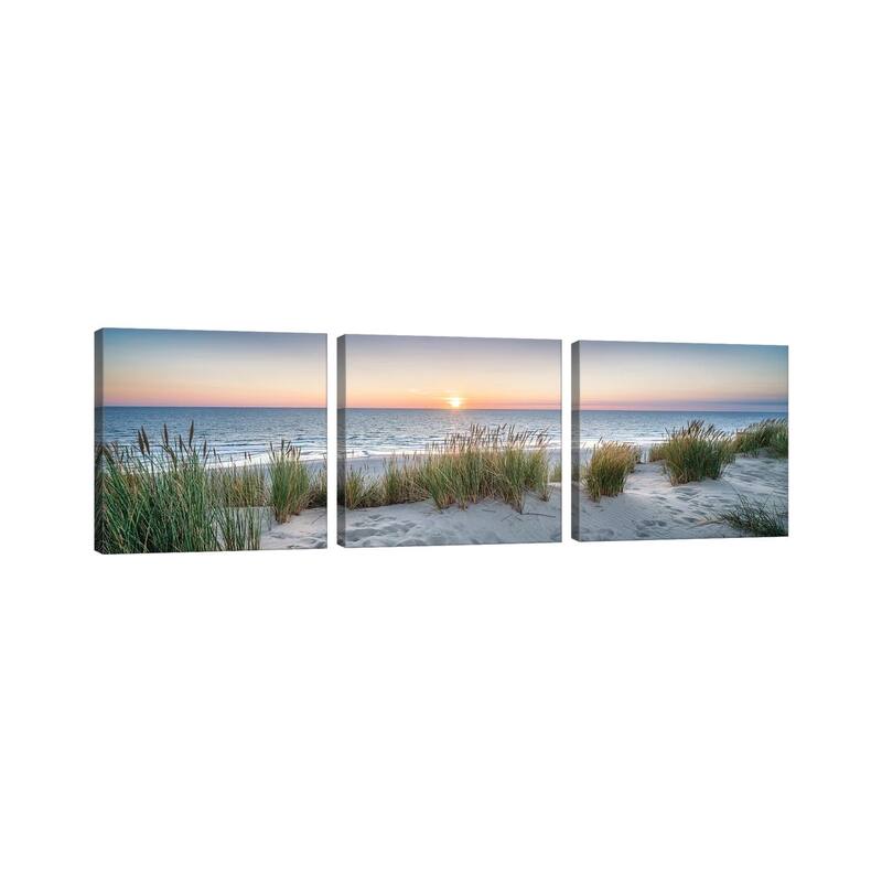 iCanvas "Dune beach panorama at sunset" by Jan Becke 3-Piece Canvas Wall Art Set