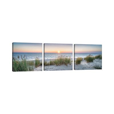 iCanvas "Dune beach panorama at sunset" by Jan Becke 3-Piece Canvas Wall Art Set