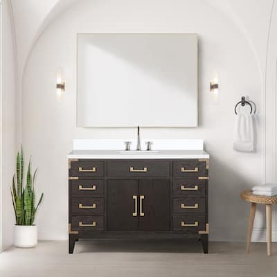 Laurel 48 in W x 22 in D Black Oak Single Bath Vanity and Cultured Marble Top