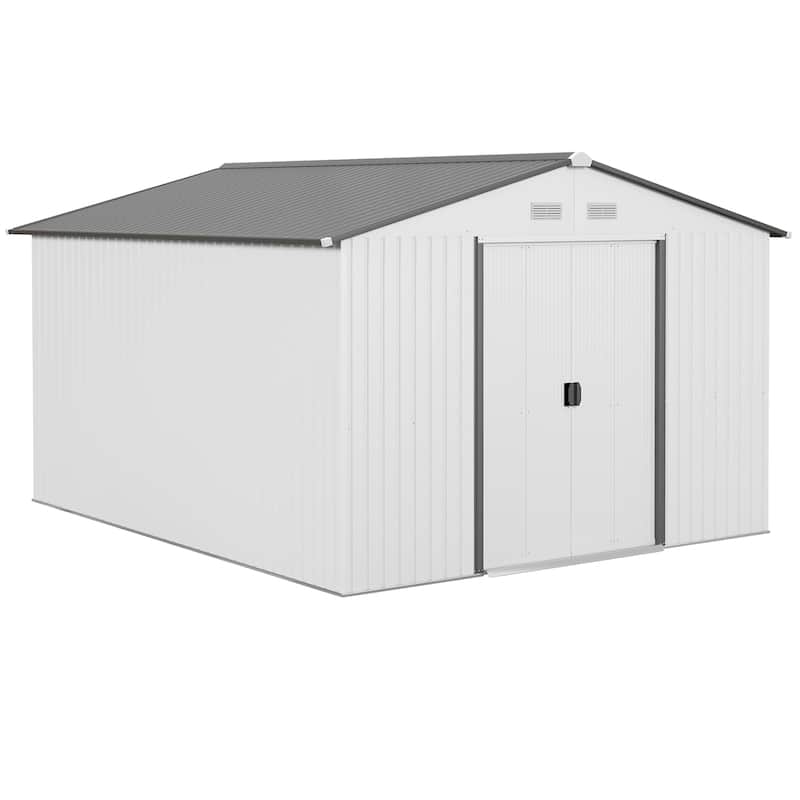 Outsunny 11' x 9' Dark Grey Metal Garden Shed