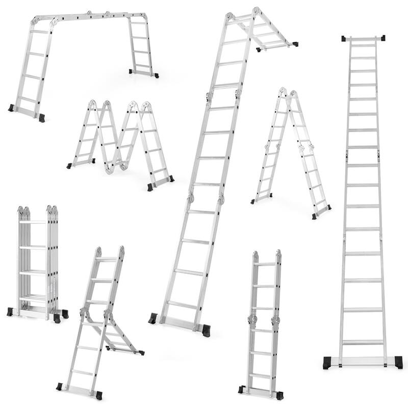 Gymax 7-in-1 Multifunctional Ladder w/Safe Locking Hinge & Anti-Skid