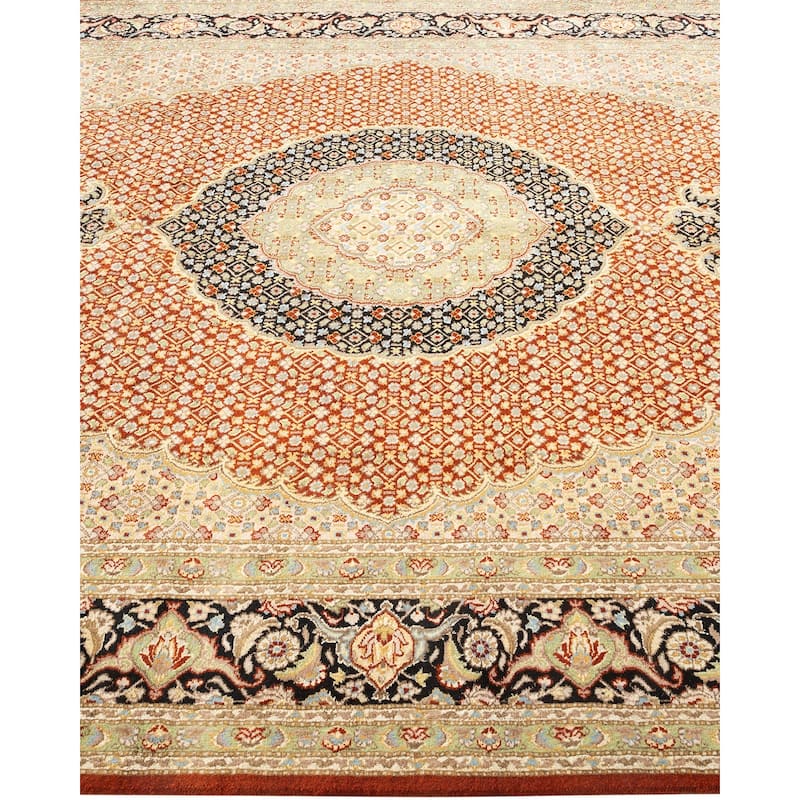 Overton Hand Knotted Wool Traditional Oriental Orange Area Rug - 6' x 9'