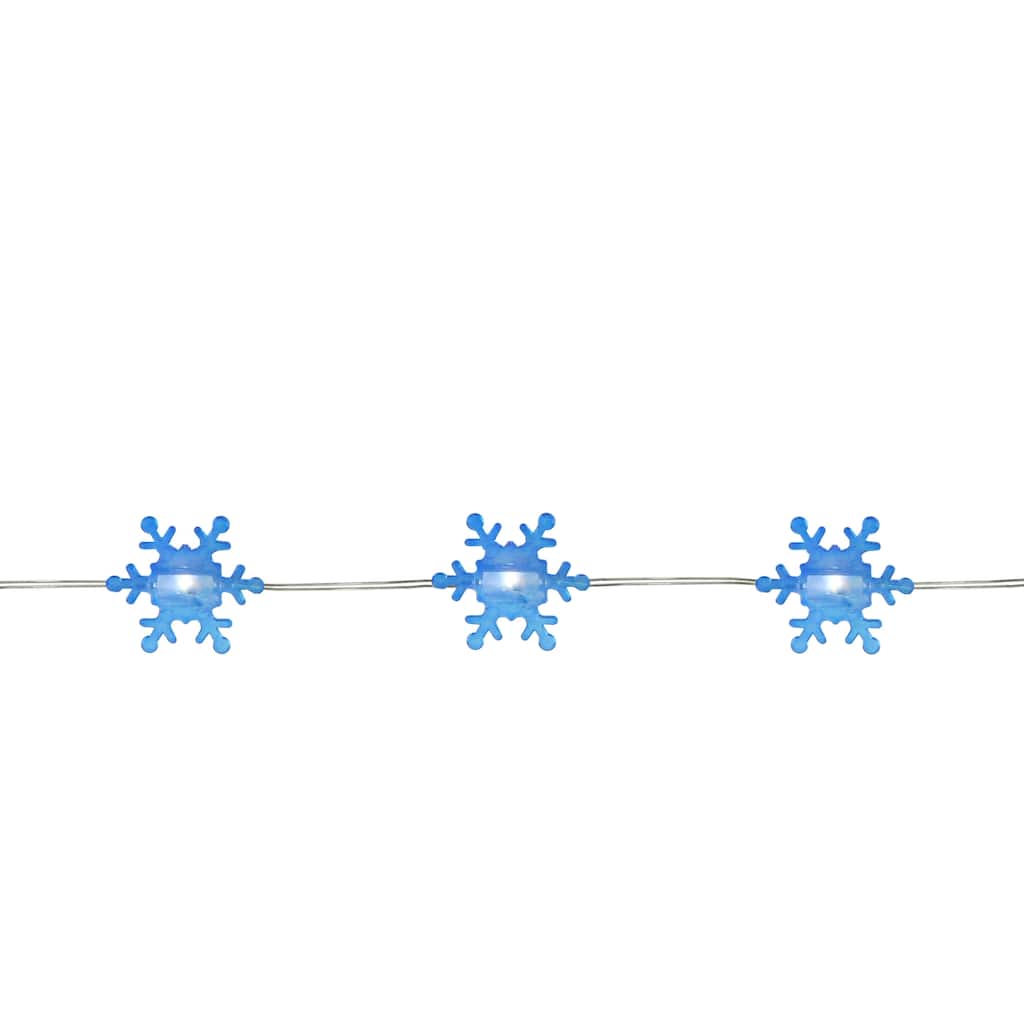 20-Count Blue Snowflake LED Christmas Fairy Lights 6ft Copper Wire - 6'