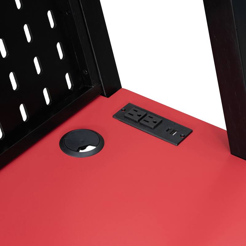 Gaming Bunk Bed Two Built-In Gaming Desks Each Side Loft Bed with USB Desktop Ports and Pegboard Organizer for Gaming Room Gamer