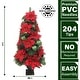 preview thumbnail 2 of 2, Fraser Hill Farm 4-Ft. Christmas Porch Tree with Poinsettia Blooms - Multi - 4 Foot
