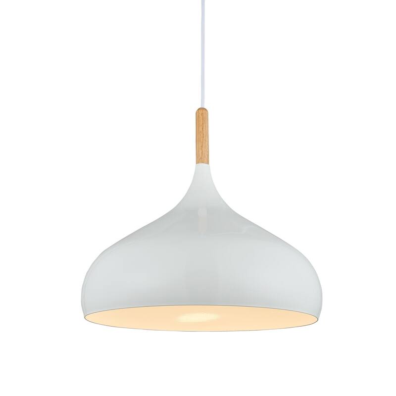 1-Light Simple Cone Pendant with White Steel Shade - 13"W x 13"D x 13.75"H - White - 13"W x 13"D x 13.75"H