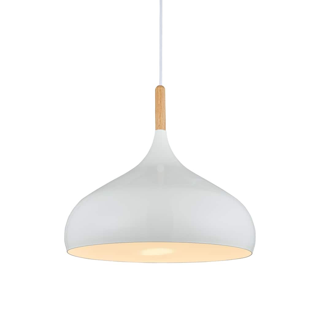 1-Light Simple Cone Pendant with White Steel Shade - 13"W x 13"D x 13.75"H