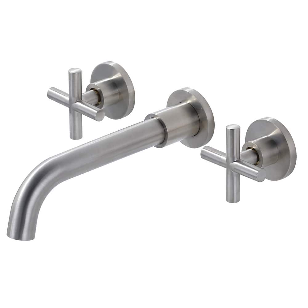 WOWOW Wall Mount Double Handle Bathroom Faucet