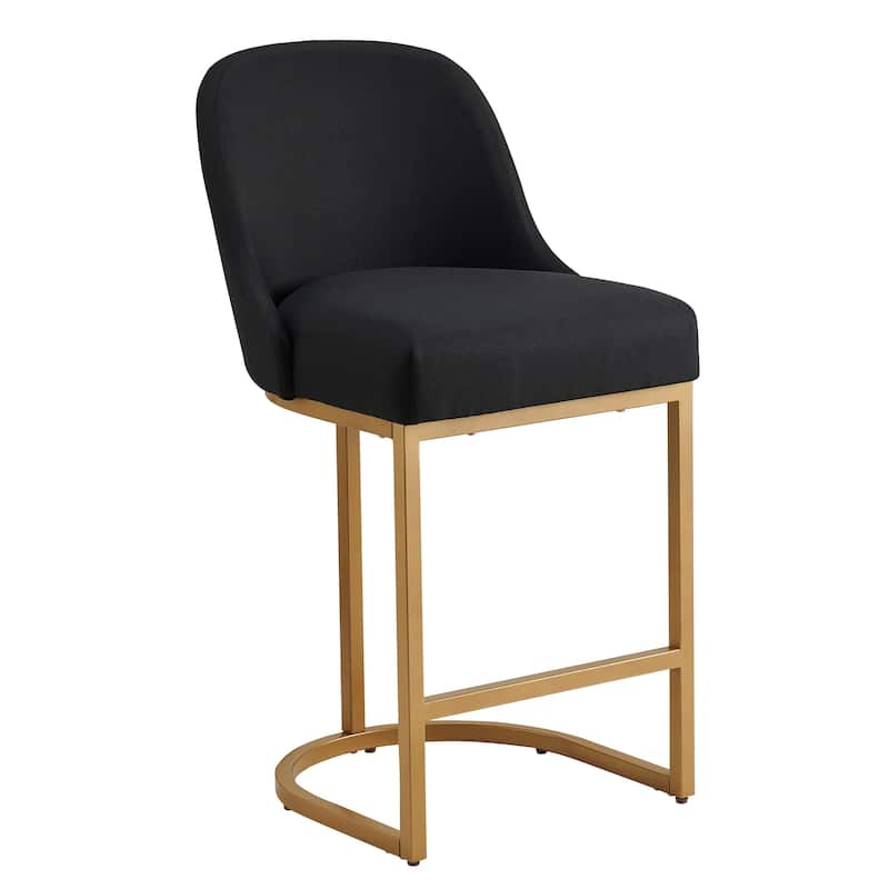 Leick Home Upholstered Barrelback Counter Stool with Metal Base