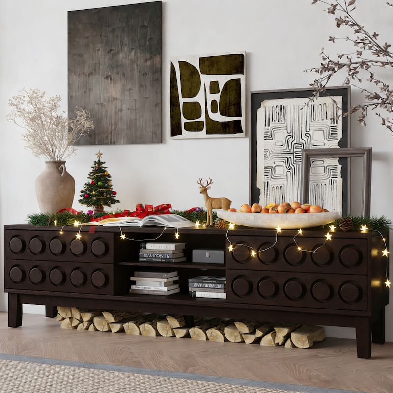 Modern Mid-Century Media Console with 4 Drawers and Cable Management, TV Console Table for TVs up to 75"