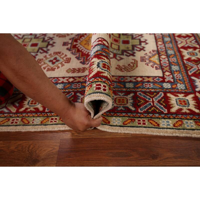 Kazak Oriental Accent Rug Handmade Beige Wool Carpet - 3'4" x 5'1"