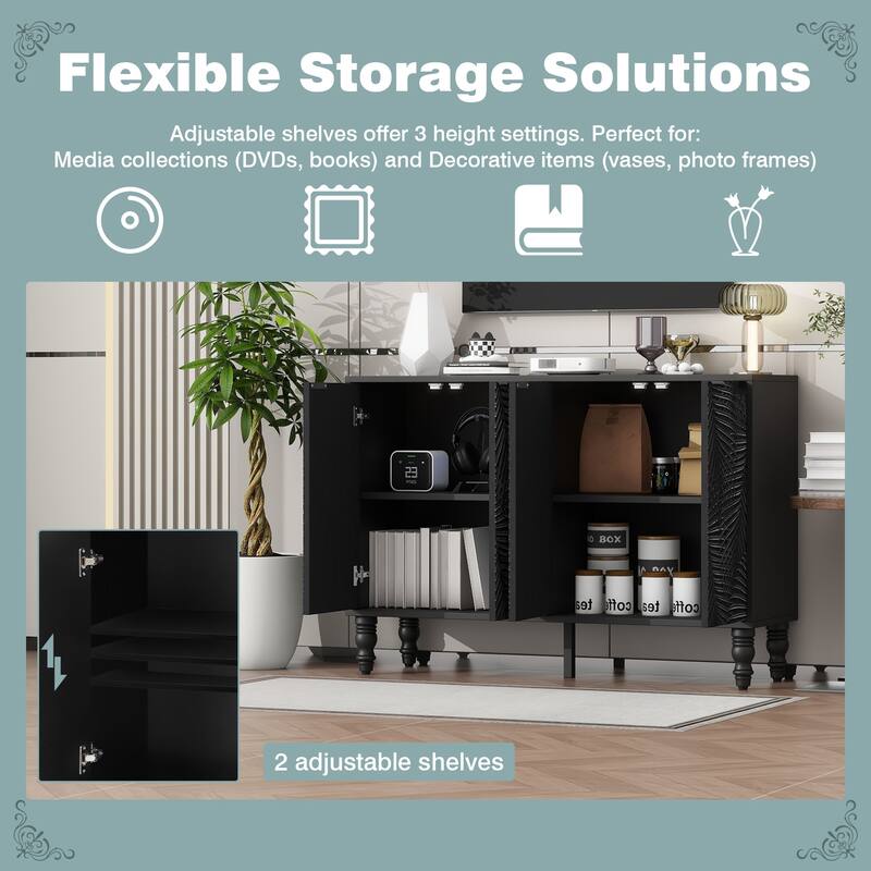 Roomfitters Modern TV Stand for up to 43 Inch TV, Entertainment Console with Storage Compartments and Wood Legs