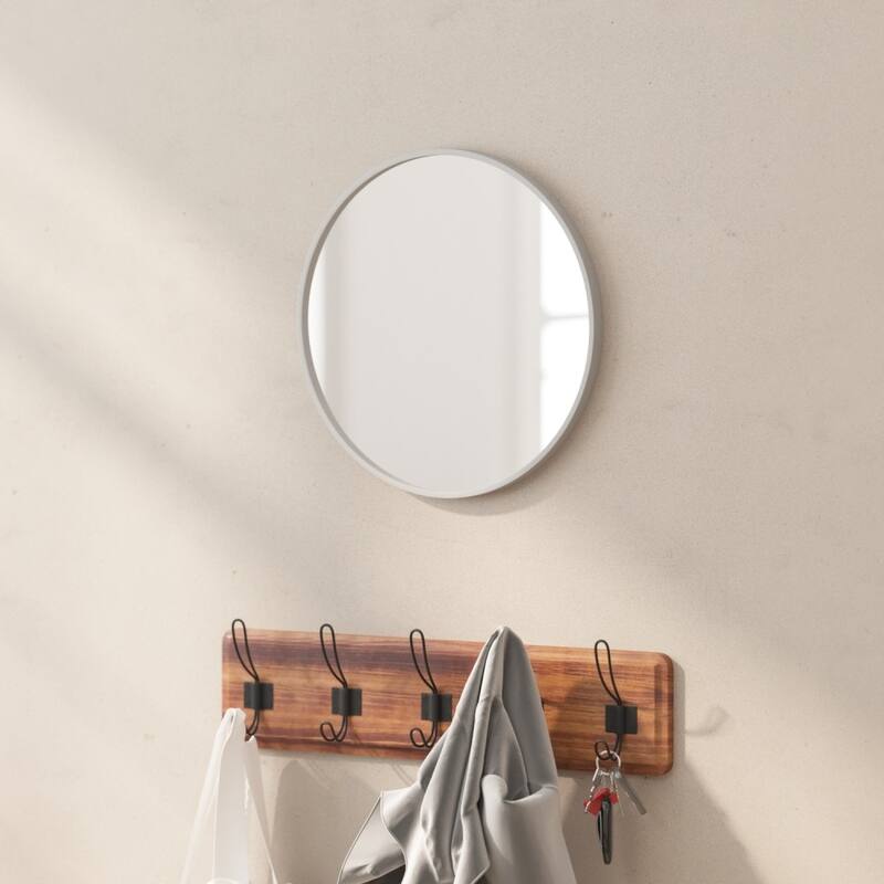 Wall Mount Shatterproof Round Accent Wall Mirror with Metal Frame
