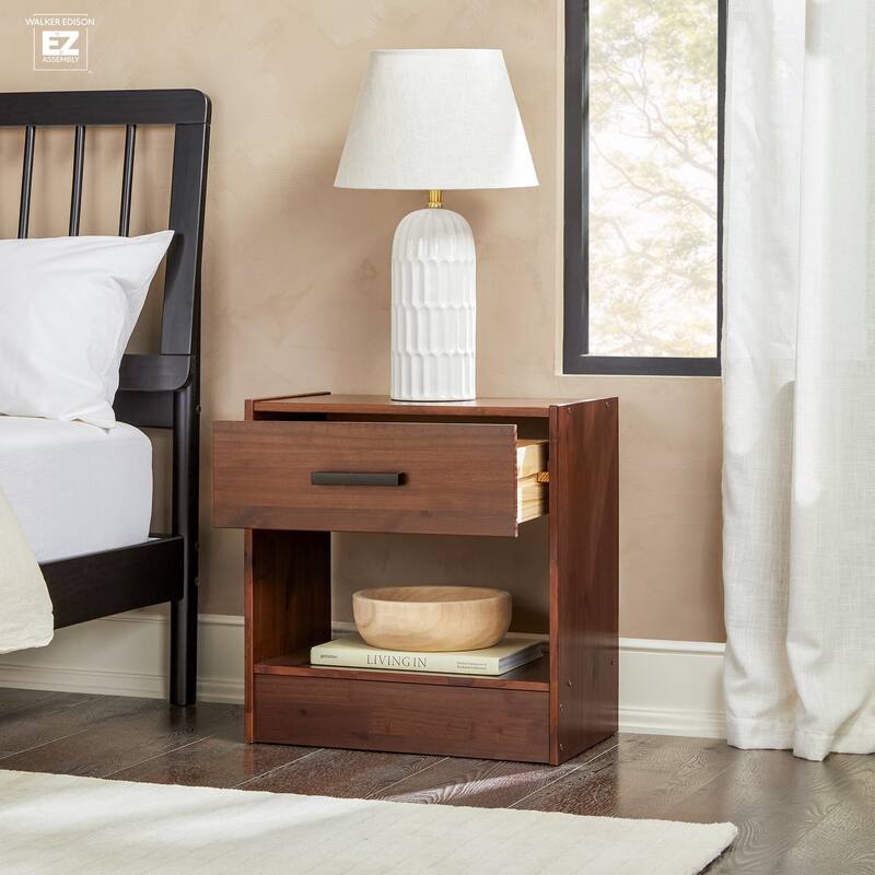 Walker Edison Modern Easy Assembly 1-Drawer Solid Wood Nightstand