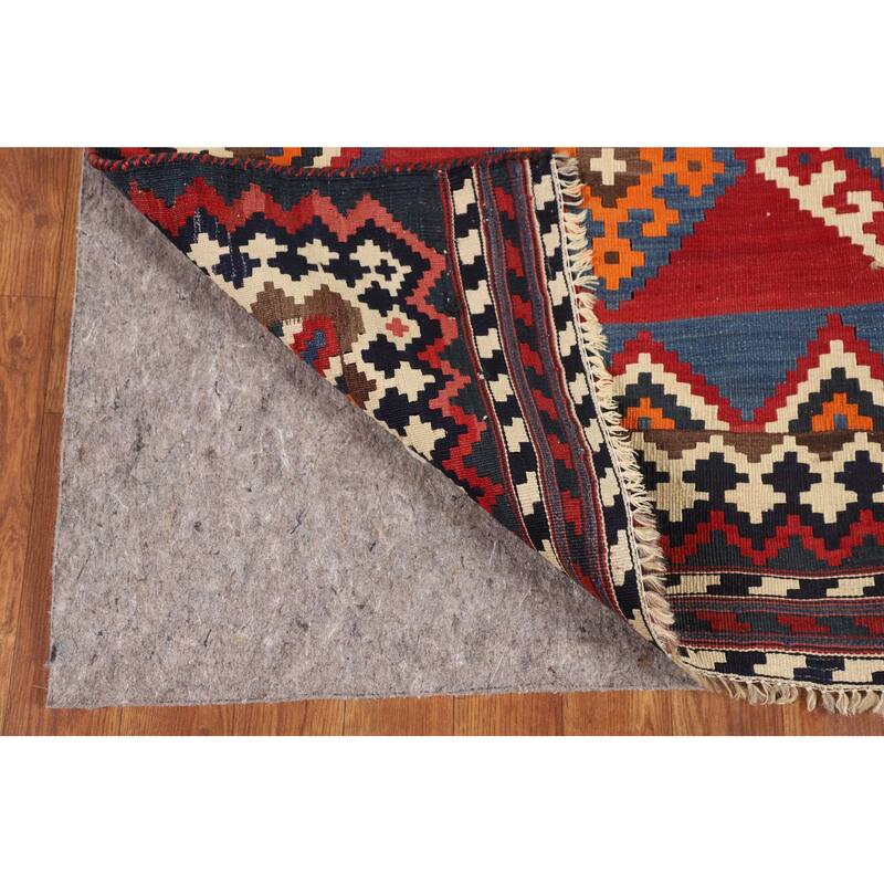 Vegetable Dye Kilim Qashqai Persian Vintage Rug Flatweave Wool Carpet - 4'6"x 9'7"