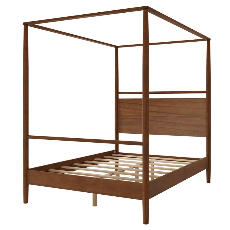 Wood Canopy Bed Frame Four Posters Bed, No Box Spring Needed