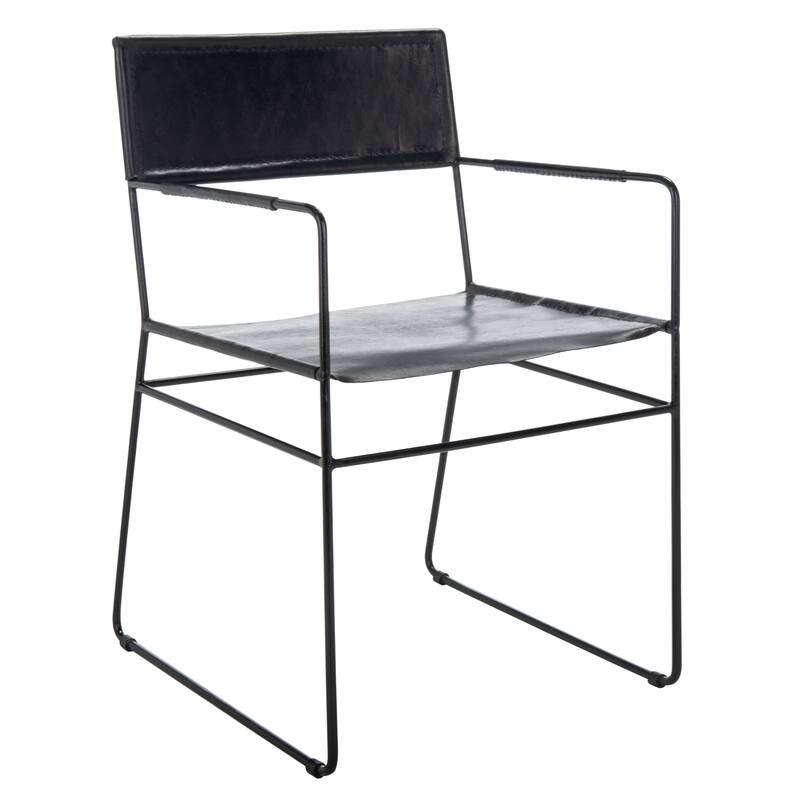 SAFAVIEH Bernardine Leather Dining Chair (Set of 2) - 21.7" W x 19.7" L x 31.9" H - 22Wx20Dx32H