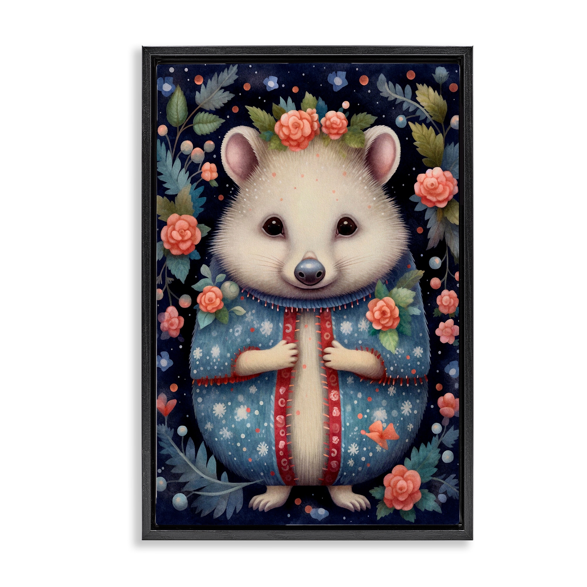 Stupell Woodland Pattern Hedgehog Framed Floater Canvas Wall Art Design By The Dutch Lady