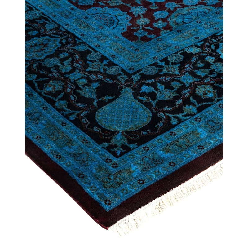 Overton Hand Knotted Wool Vintage Inspired Modern Contemporary Overdyed Black Area Rug - 8' 1" x 10' 1"