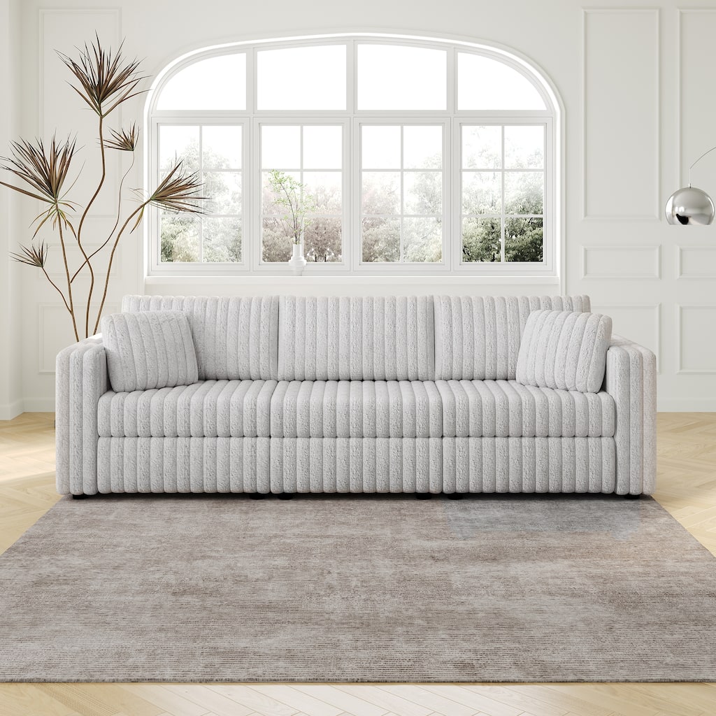 106.3" Soft Modular 3-person Sofa - Light Gray, Metal, Multi-functional & Comfortable
