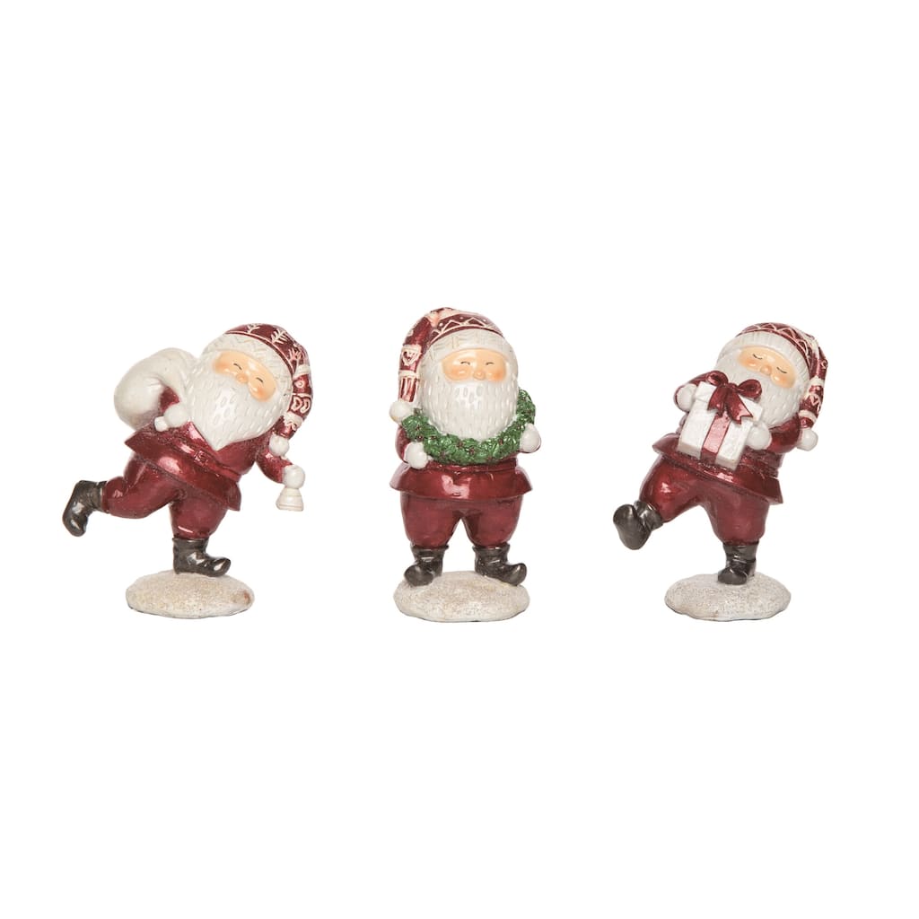 Transpac Resin Jolly Santa Figurine Set of 3 Christmas Home Decorations