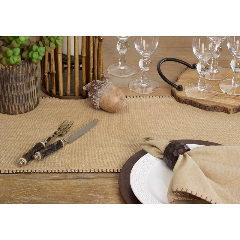Celena Collection Whip Stitched Design Cotton Table Runner