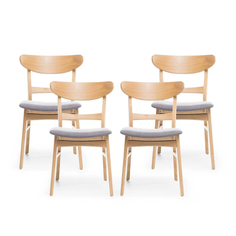 Idalia Mid-century Modern Dining Chairs (Set of 4) by Christopher Knight Home - Dark Gray + Natural Oak