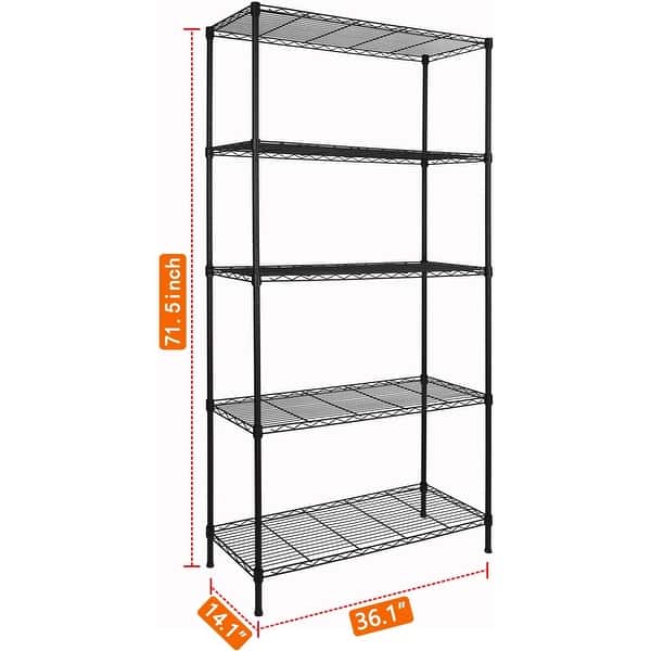 dimension image slide 1 of 4, 5-Wire Shelving Metal Storage Rack Adjustable Shelves