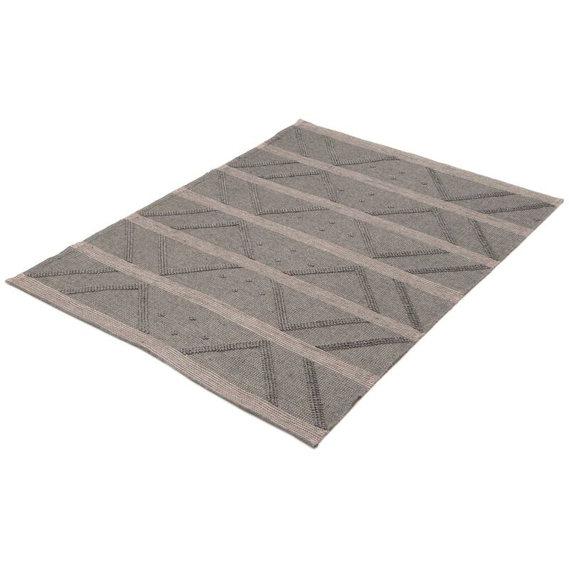 ECARPETGALLERY Braid weave Sienna Grey Wool Rug - 5'0 x 6'10