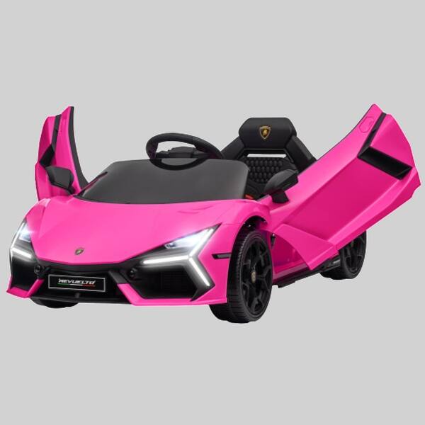 slide 2 of 3, Lamborghini Revuelto Licensed 12V Kids Ride-On with Butterfly Doors, Suspension & Remote Control Pink