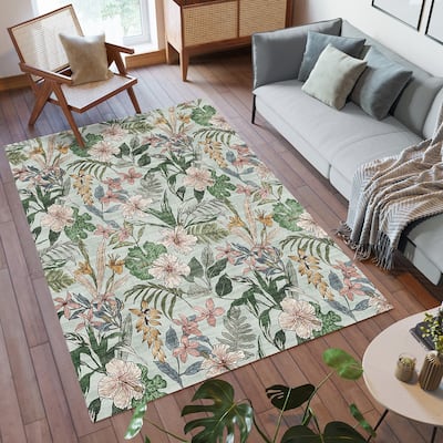 Gertmenian Crystal Print Soft Flat Pile Polyester Slip Resistant Washable Indoor Printed Area Rug Collection