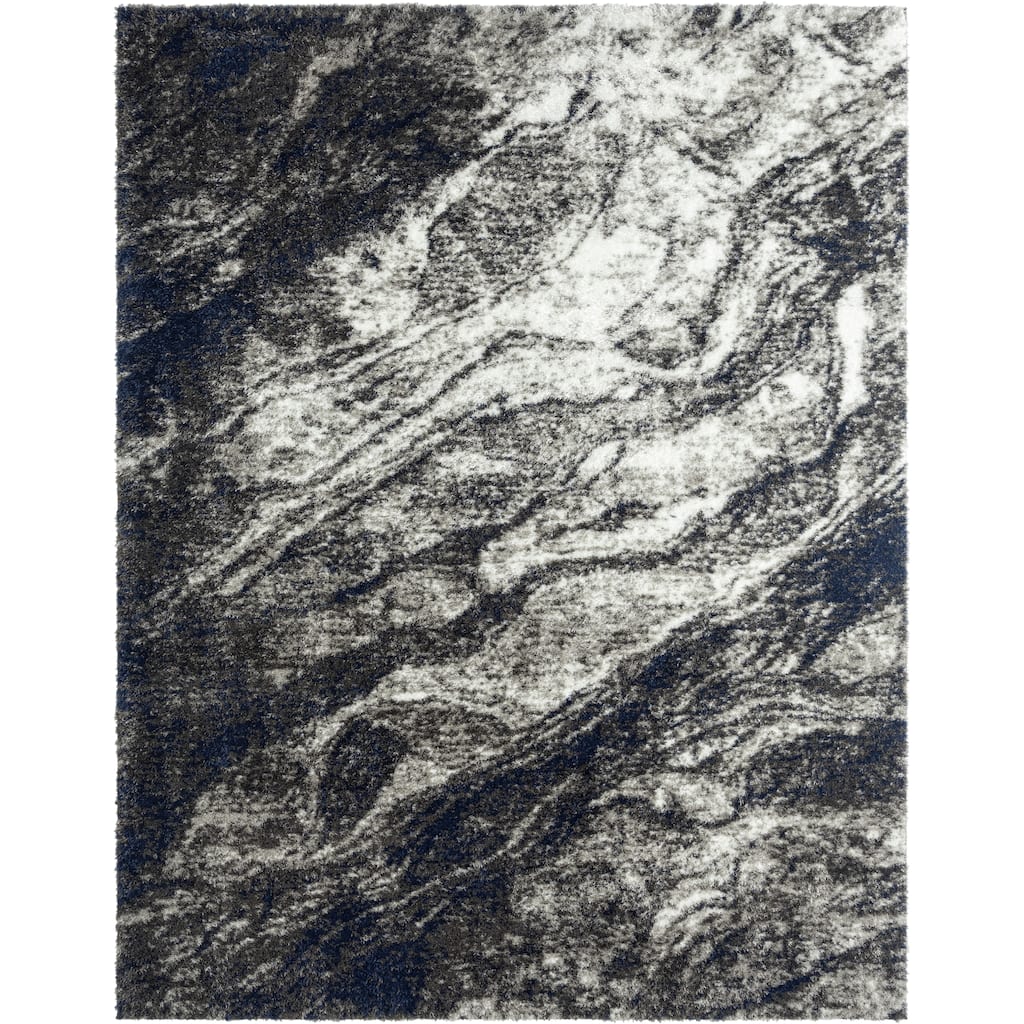 Zenith Abstract Shag Grey Area Rug