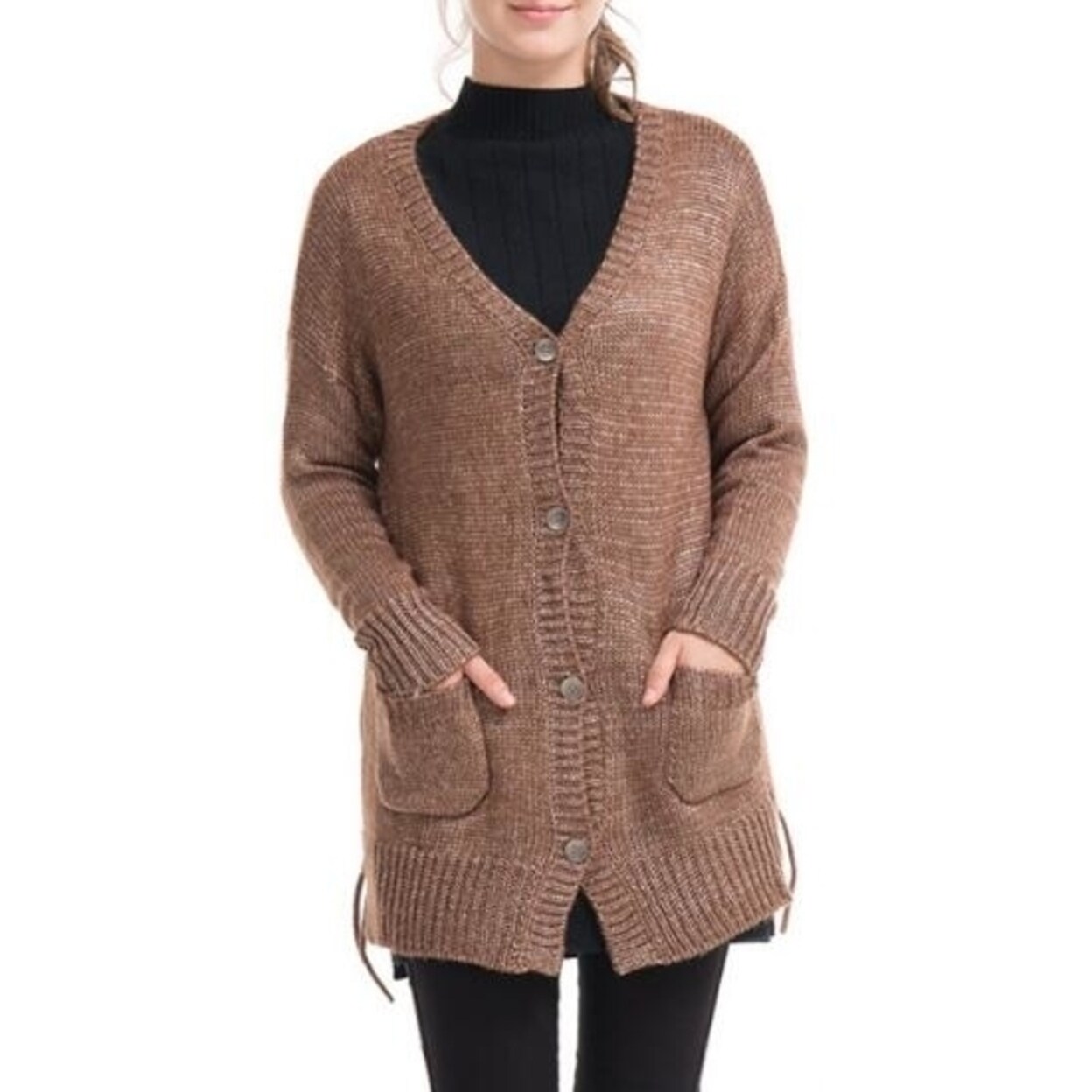 women's v neck button down cardigan sweater