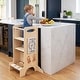 preview thumbnail 4 of 7, Gymax Wooden Toddler Standing Tower w/Chalkboard Montessori Games 3