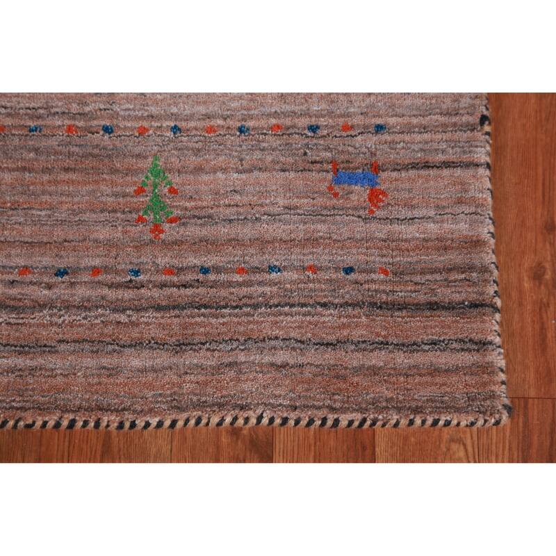 Hand Knotted Oriental 100% Wool Carpet Tribal Animal Pictorial Multi-Colored Gabbeh Area Rug - 4' 10'' X 3' 1''