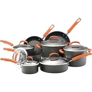 Brights Hard-Anodized Nonstick Cookware Set, 14-Piece Pot and Pan Set