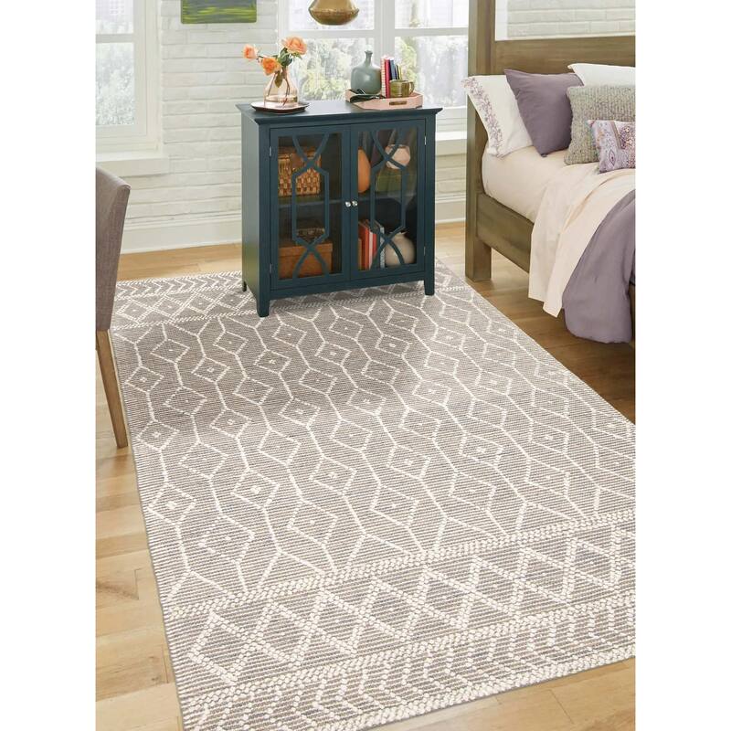 ECARPETGALLERY Braid weave Sienna Taupe Wool Rug - 5'0 x 7'10