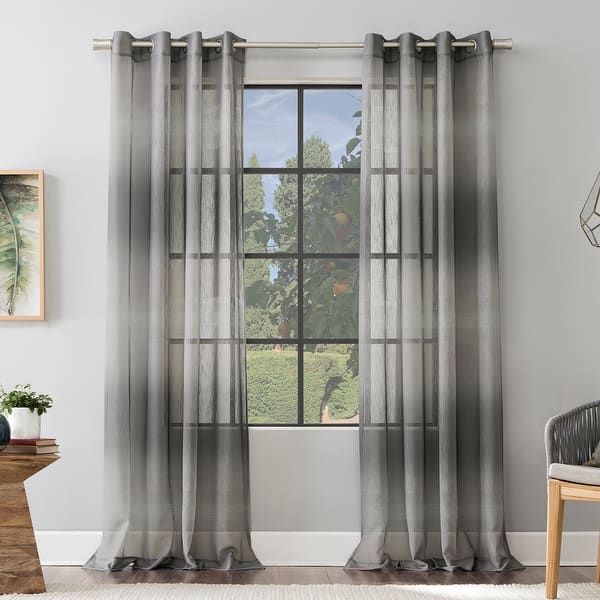 slide 2 of 12, Scott Living Atlantic Ombre Open Weave Sheer Grommet Curtain Panel, Single Panel 52 x 96 - Gray
